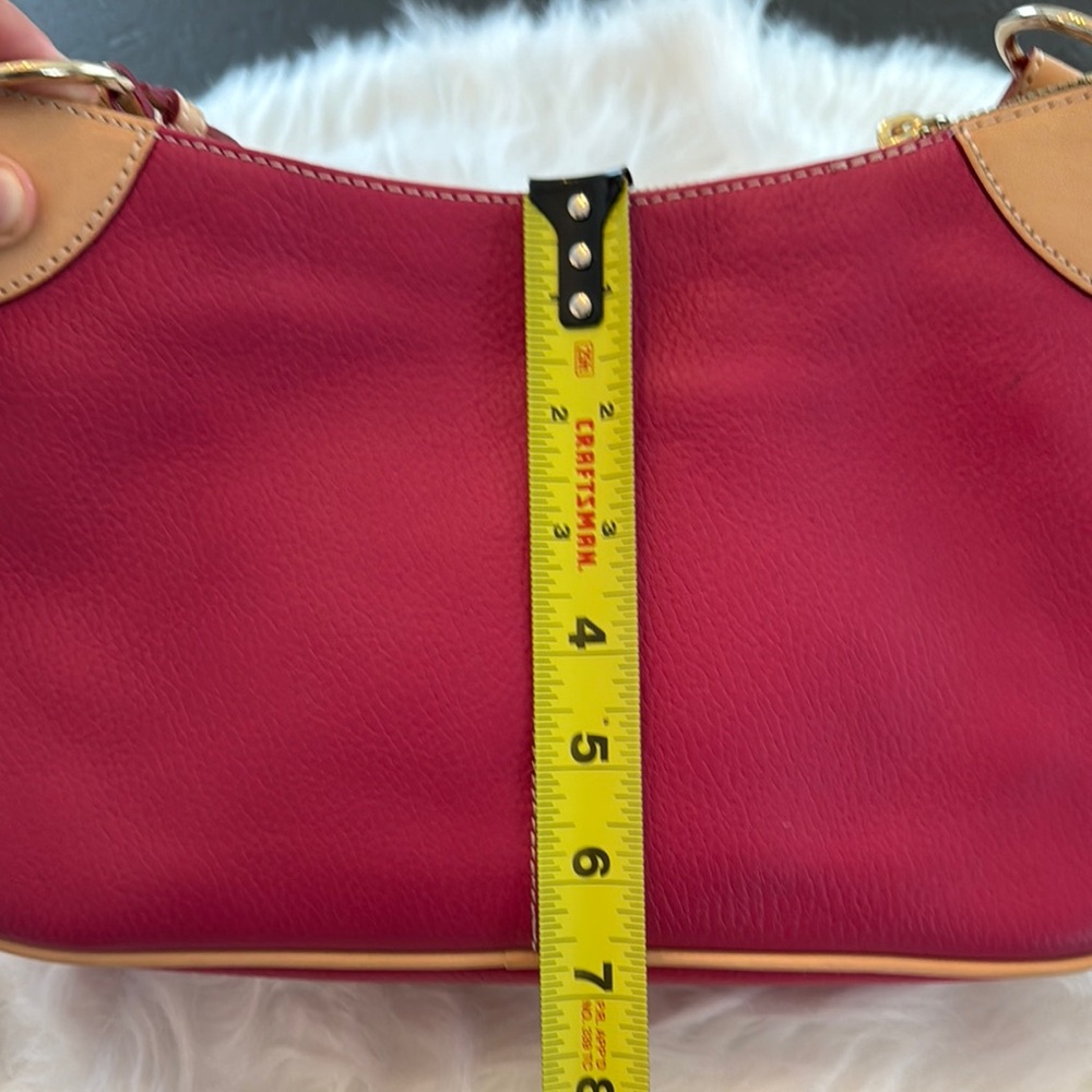 NWT Dooney & Bourke Small O-Ring Slouch Bag Fuchsia and Tan Leather - Picture 7 of 16